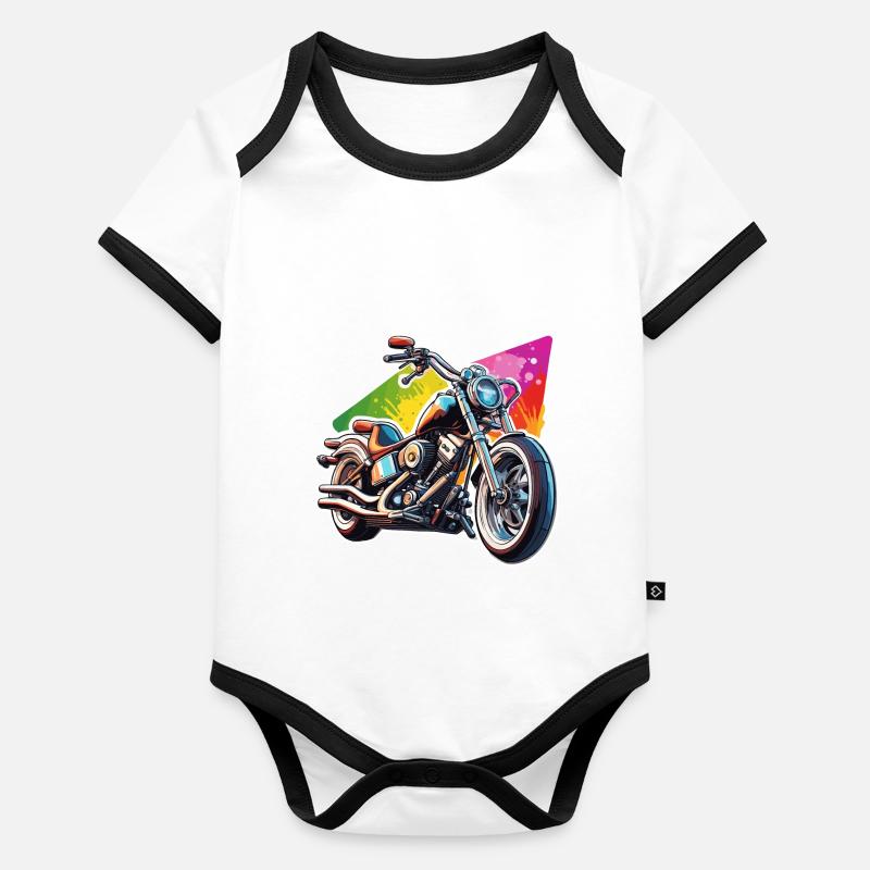 Biker / Motorcycle Rider / Biker / Two-Wheeler / Cross Organic Baby Contrasting Bodysuit
