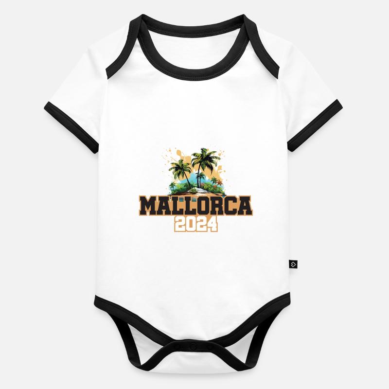 Vacances de voyage à Majorque 2024 Body Bébé bio contrasté manches courtes