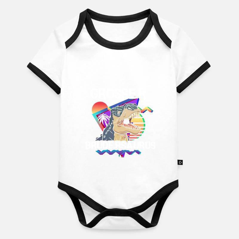 Großer Brudersaurus T-Rex Dino Baby Bio-Kurzarm-Kontrastbody