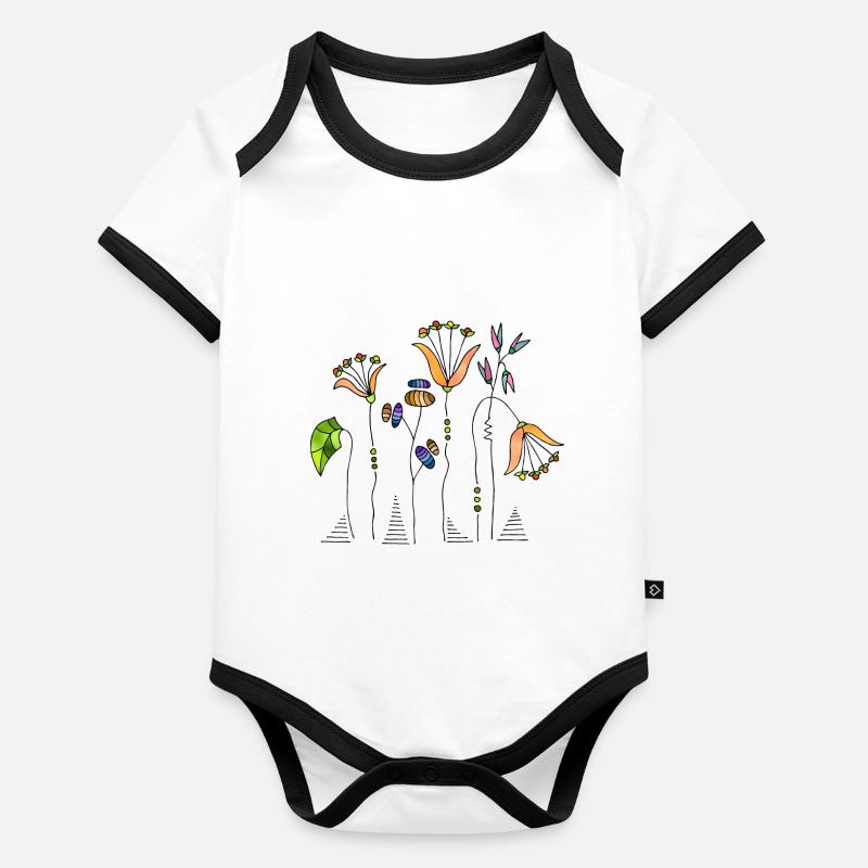 Fleur Body Bébé bio contrasté manches courtes
