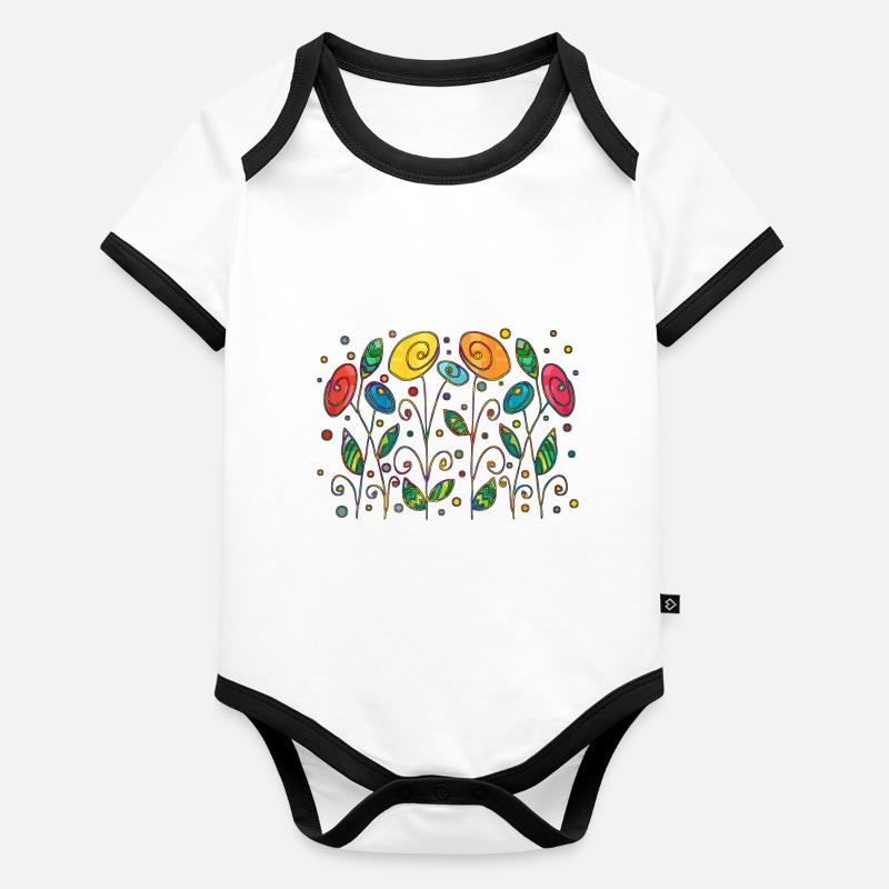 Fleur Body Bébé bio contrasté manches courtes
