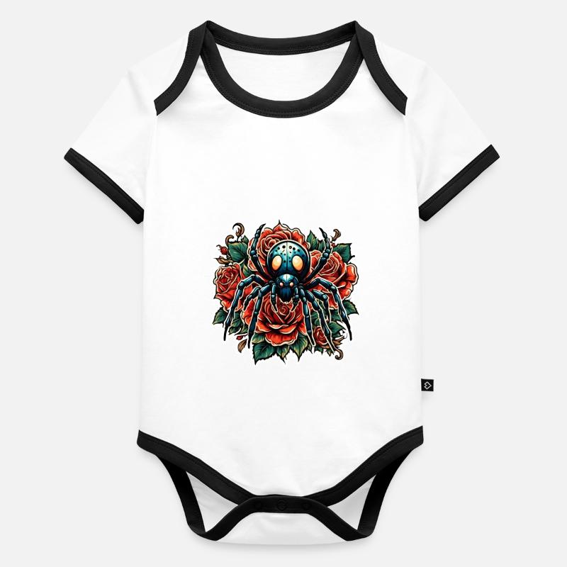 Spinne / Krabbeltier / Insekt / Tier / Spinnennetz Baby Bio-Kurzarm-Kontrastbody