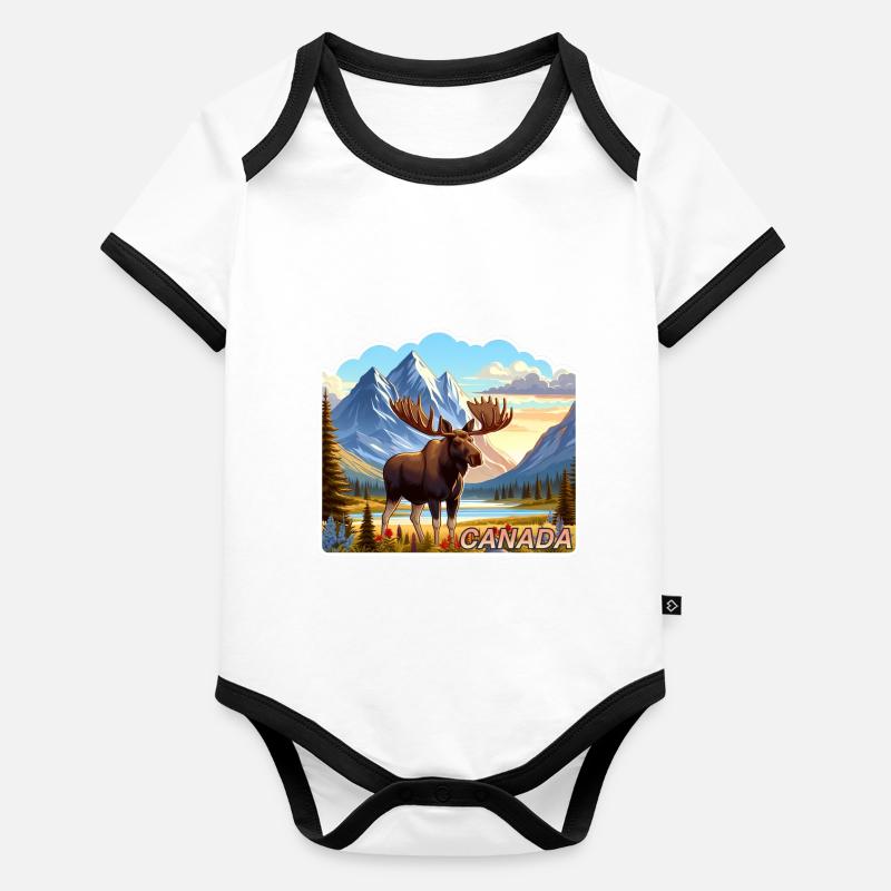 Canada 15 Body Bébé bio contrasté manches courtes
