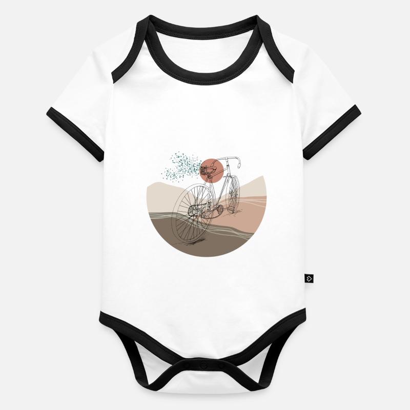 Fahrrad Retro Baby Bio-Kurzarm-Kontrastbody