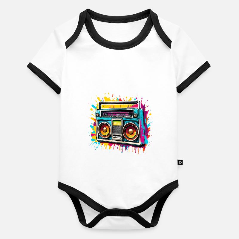 Radio / Analog / Music / Frequency / Speakers Organic Baby Contrasting Bodysuit