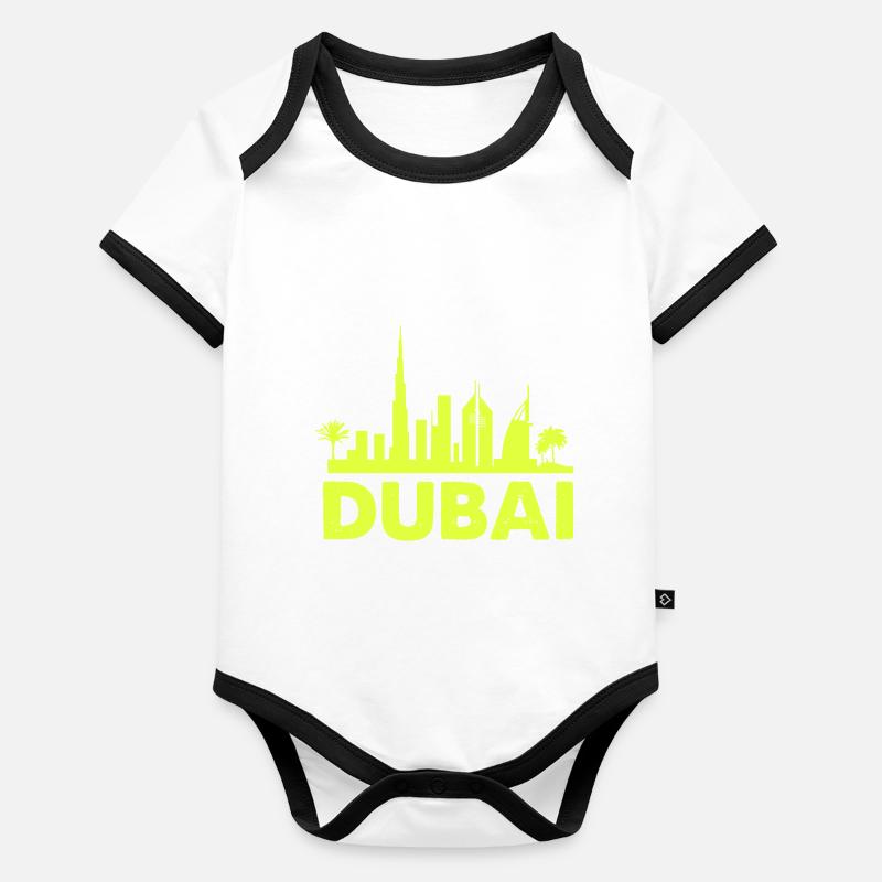 Ligne d’horizon de Dubaï 01 Body Bébé bio contrasté manches courtes