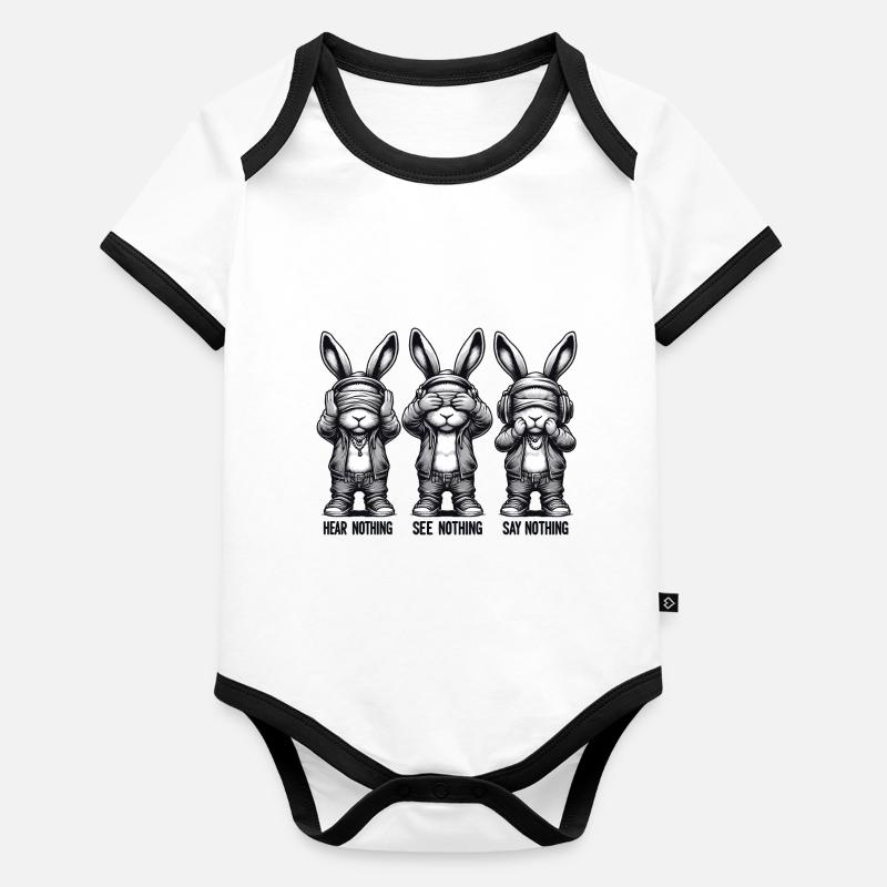 Entendre Voir Ne rien dire Bunny Body Bébé bio contrasté manches courtes