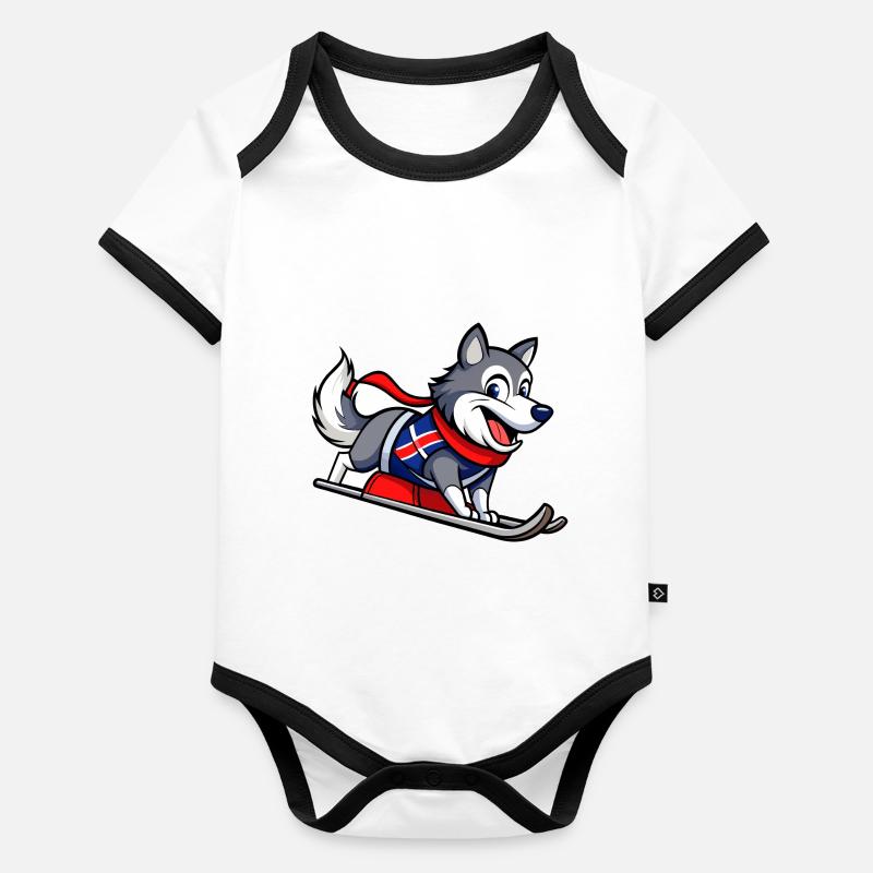 Determined Norwegian Elkhound Sled Racer Organic Baby Contrasting Bodysuit