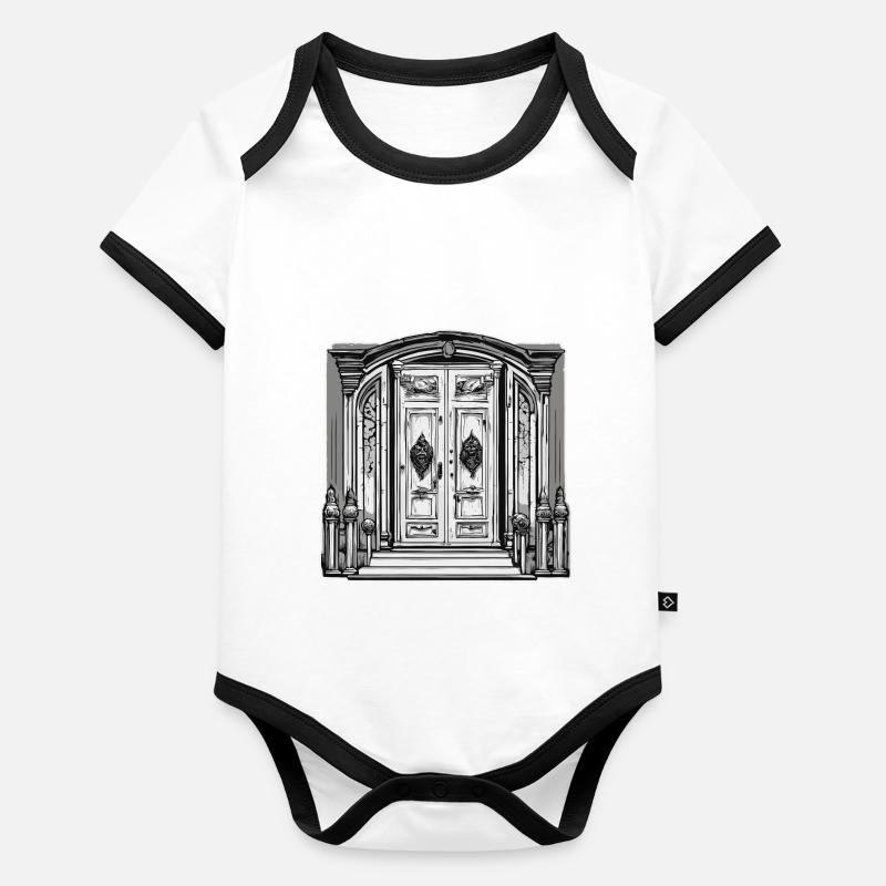 Tür / Eingang / Schloss / Tor / Haustür / Design Baby Bio-Kurzarm-Kontrastbody