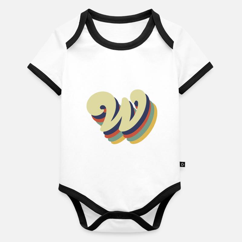 Lettre w rétro Body Bébé bio contrasté manches courtes