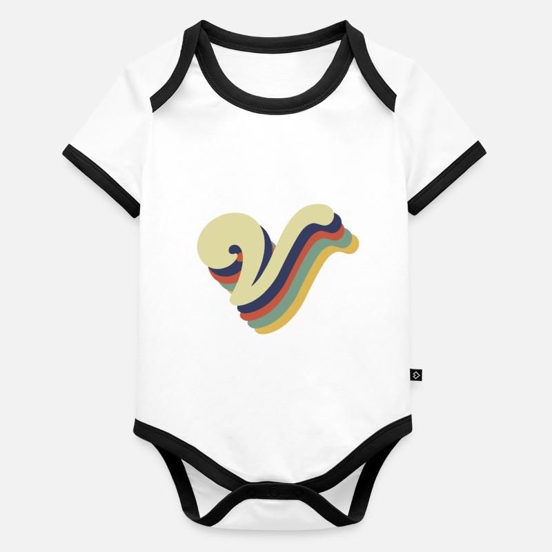 Retro V Letter Organic Baby Contrasting Bodysuit