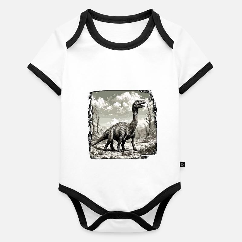 Dinosaurier / Tier / Urzeit / Reptil / Jungs Baby Bio-Kurzarm-Kontrastbody