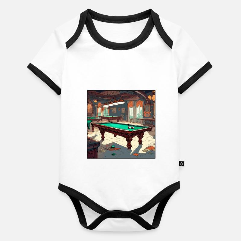 Billard / Boule de billard / 8 boules / billard / Kö Body Bébé bio contrasté manches courtes