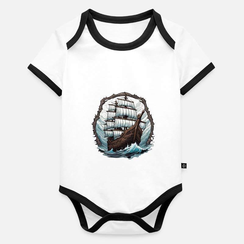Ship / Boat / Anchor / Sea / Ocean / Captain Organic Baby Contrasting Bodysuit