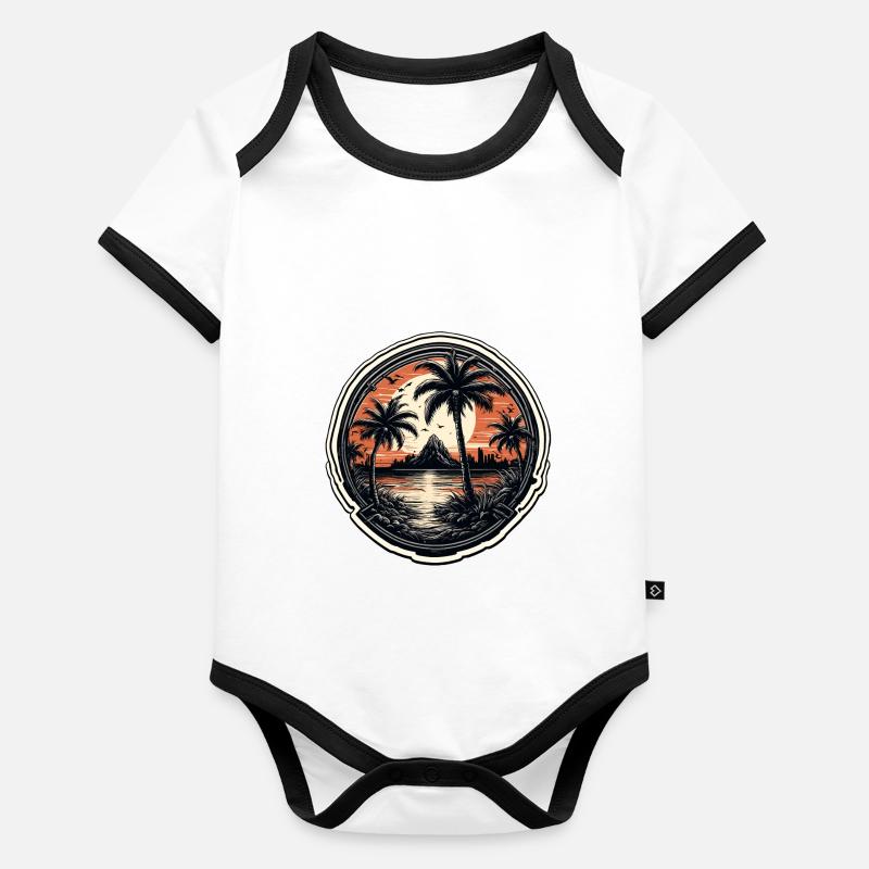 Strand / Insel / Urlaub / Sommer / Sonne / Meer Baby Bio-Kurzarm-Kontrastbody