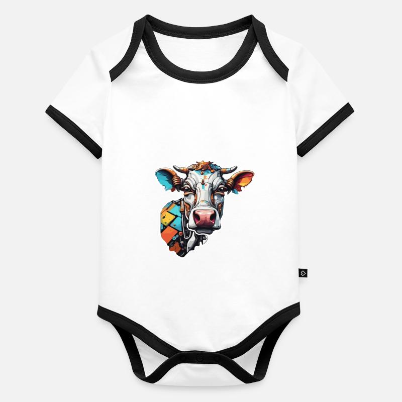 Roboter Tier / KI / Mechanisierte Tiere / Comic Baby Bio-Kurzarm-Kontrastbody