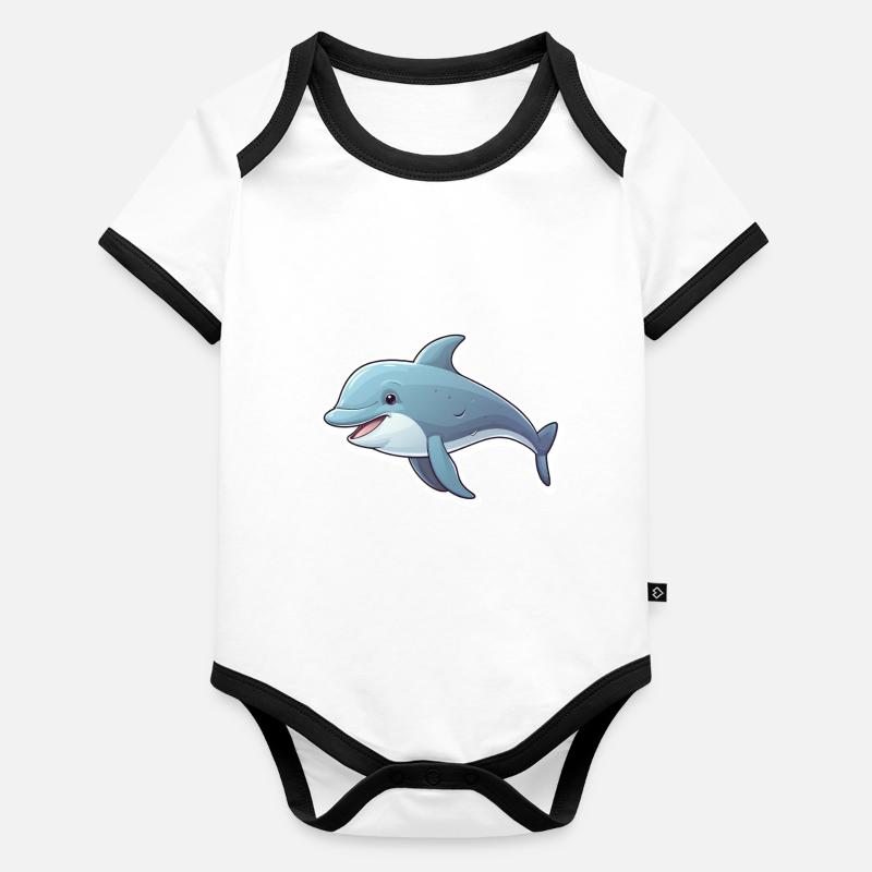 Dauphin Mignon Body Bébé bio contrasté manches courtes