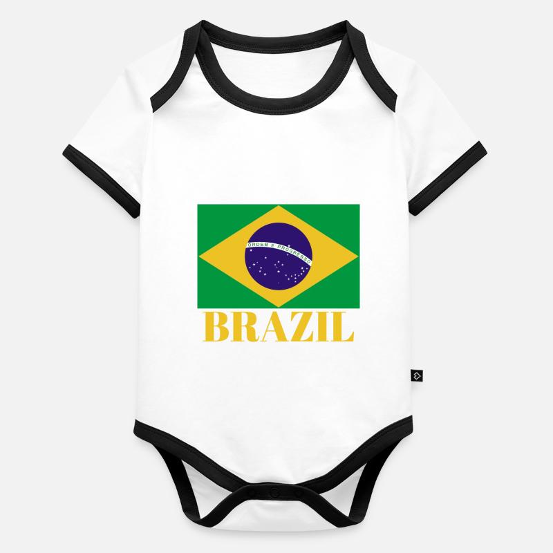 Vintage C’est dans mon ADN Brésil Drapeau BRÉSILIEN BRÉSIL Body Bébé bio contrasté manches courtes
