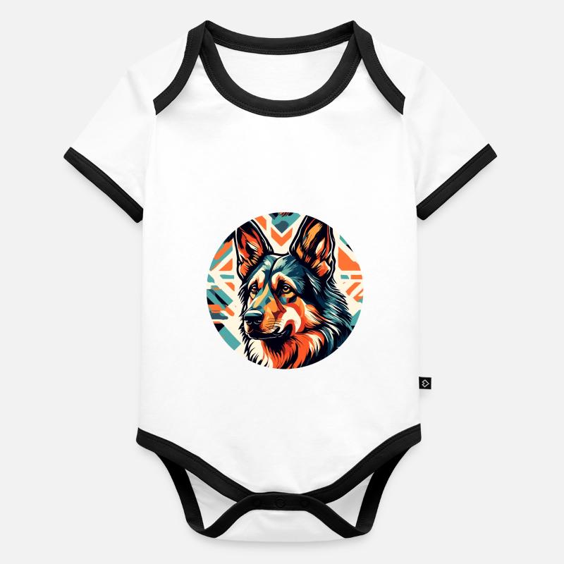 Hund / Tier / Haustier / Fellnase / Schäferhund Baby Bio-Kurzarm-Kontrastbody