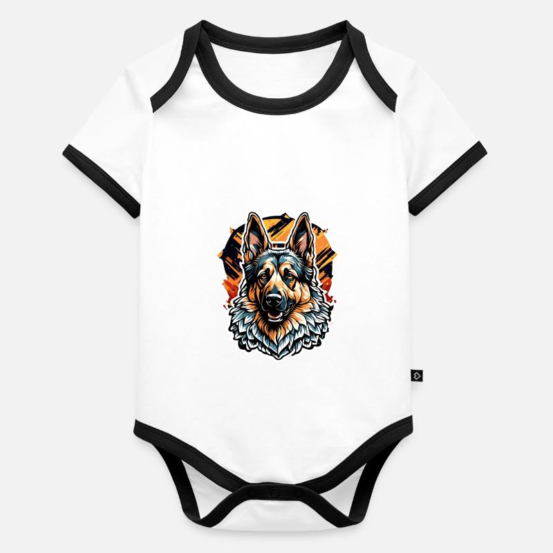 Hund / Tier / Haustier / Fellnase / Schäferhund Baby Bio-Kurzarm-Kontrastbody