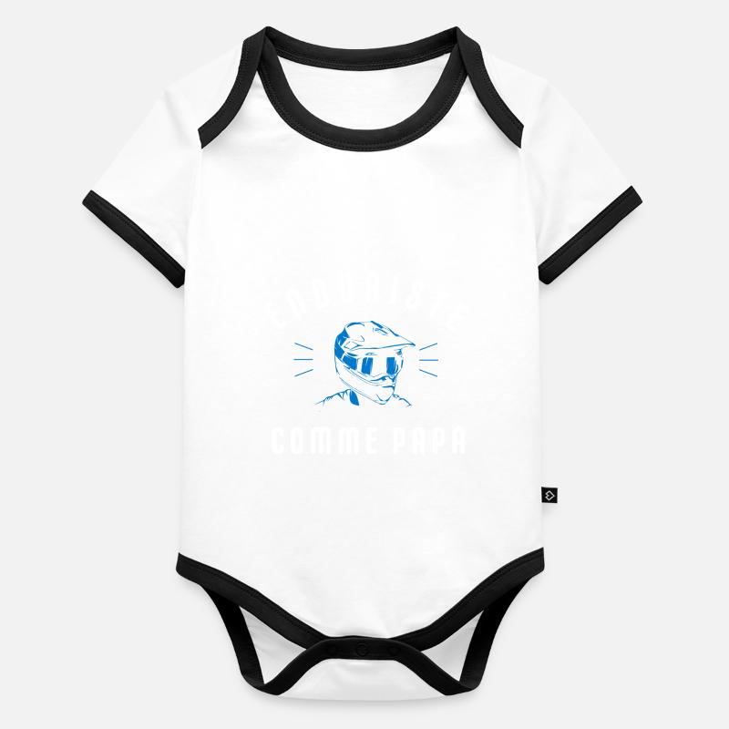Enduriste com papa Body Bébé bio contrasté manches courtes