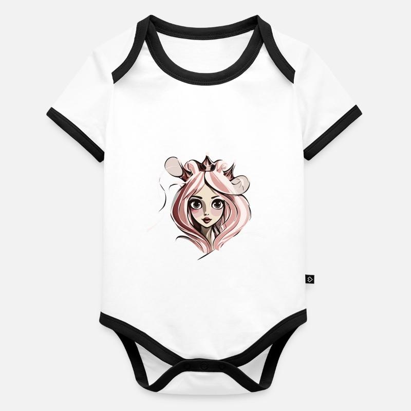 Visage de princesse Body Bébé bio contrasté manches courtes