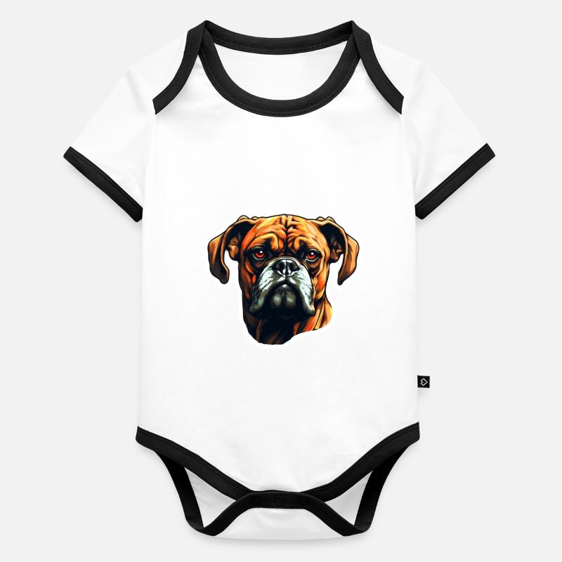 Tête de boxer Body Bébé bio contrasté manches courtes