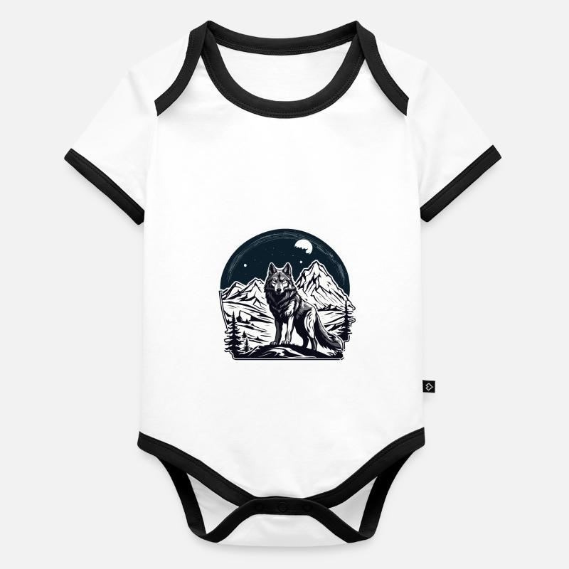 Wolf / Rudel / Wald / Wild / Tierwelt / heulen Baby Bio-Kurzarm-Kontrastbody