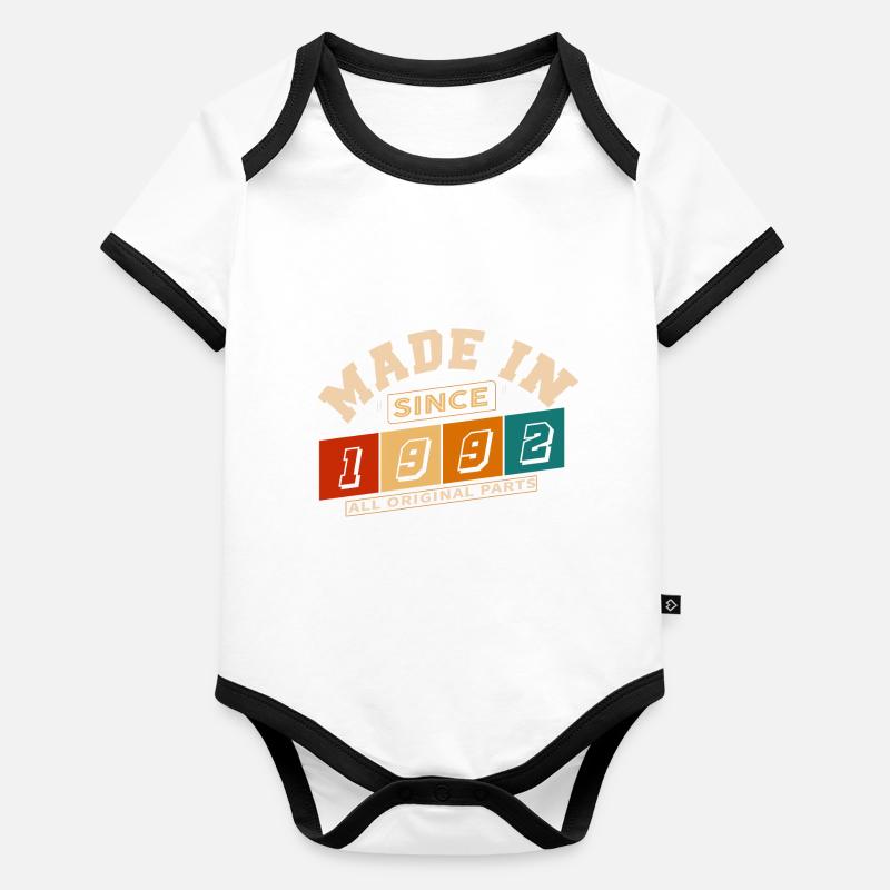 Made in 1992 anniversaire 32 ans Body Bébé bio contrasté manches courtes