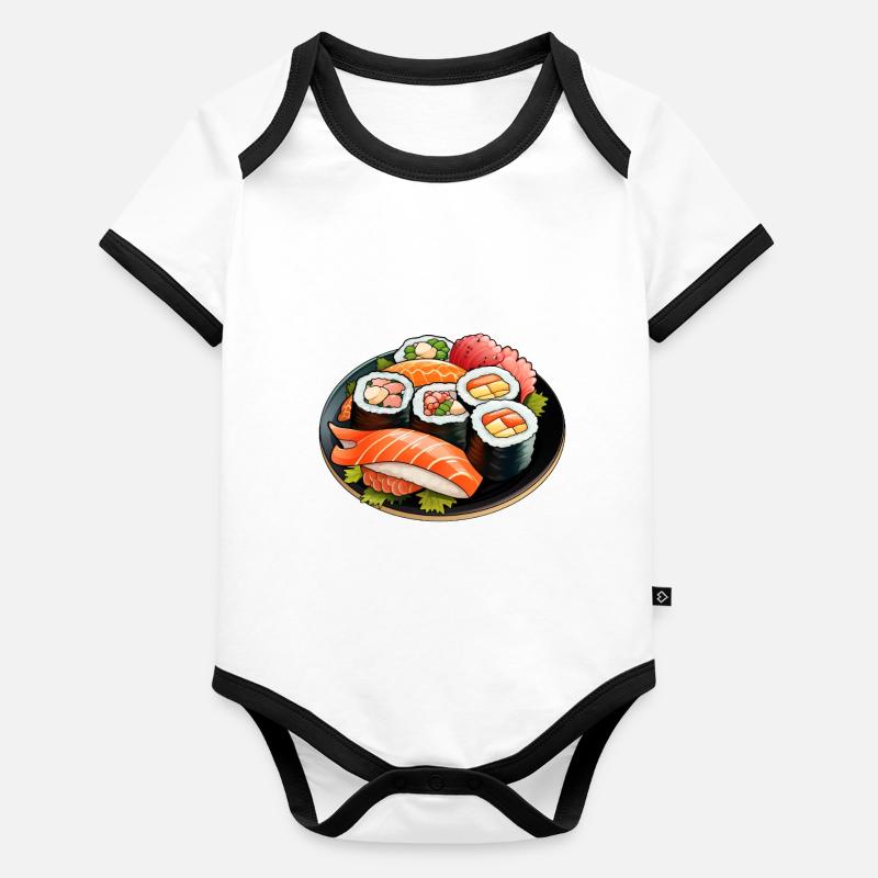 Assiette à sushi Body Bébé bio contrasté manches courtes