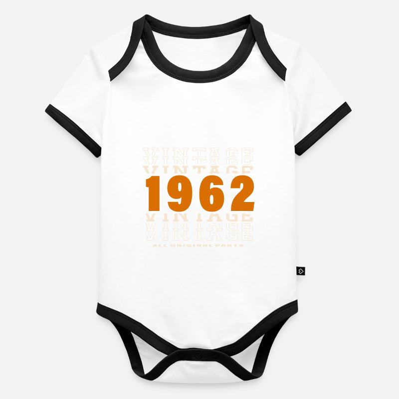 1962 : Vintage - 62e anniversaire Body Bébé bio contrasté manches courtes