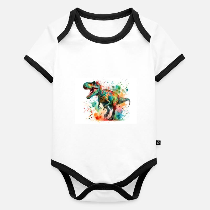 Prehistoric Dinosaur Organic Baby Contrasting Bodysuit