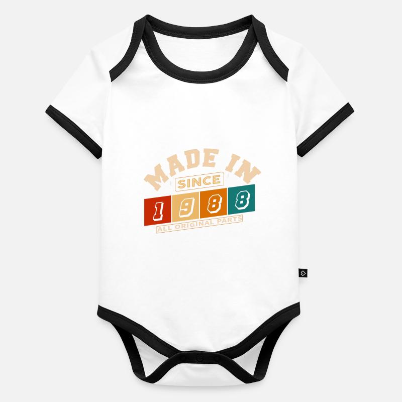 Made in 1988 anniversaire 36 ans Body Bébé bio contrasté manches courtes