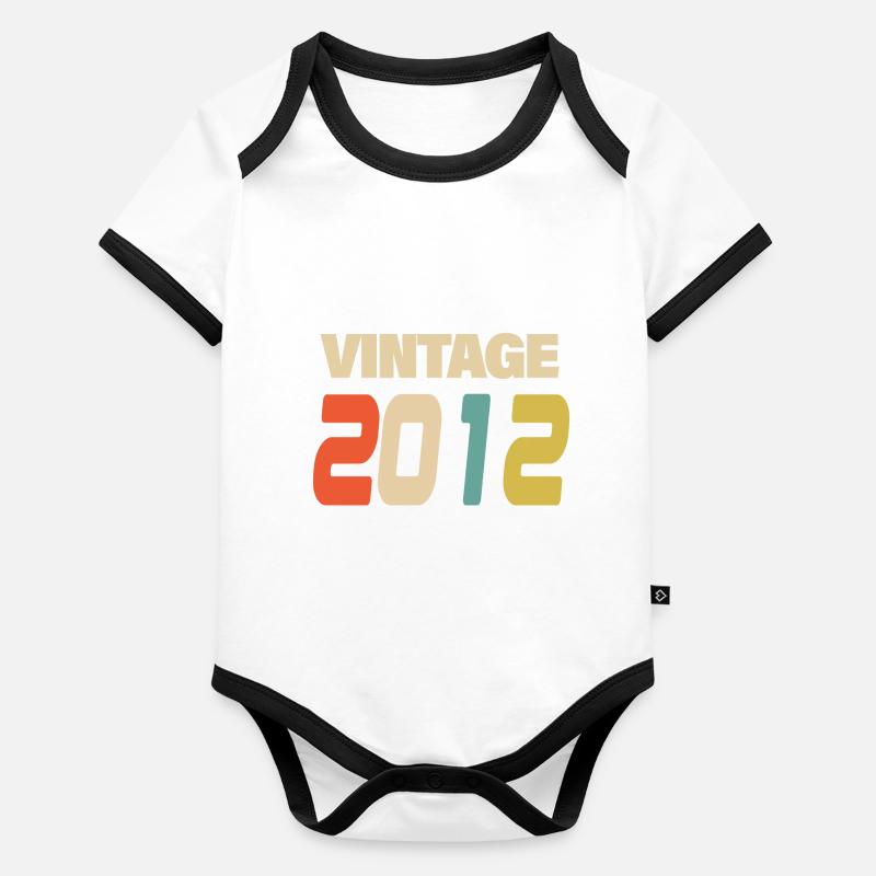 2012 Vintage Retro Classique 2012 Body Bébé bio contrasté manches courtes
