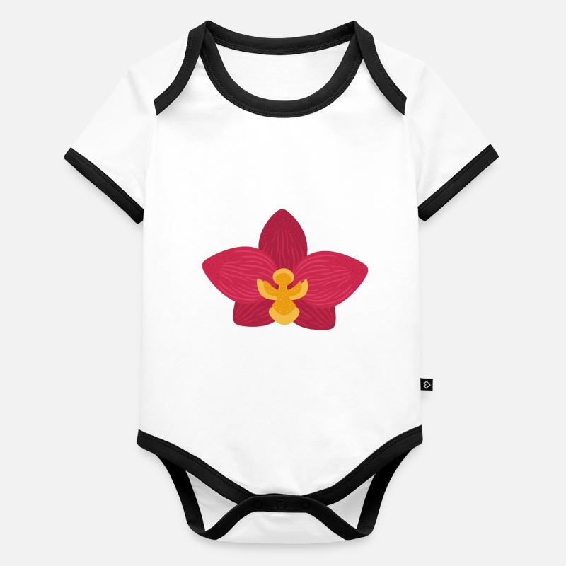 Fleur d’orchidée Body Bébé bio contrasté manches courtes
