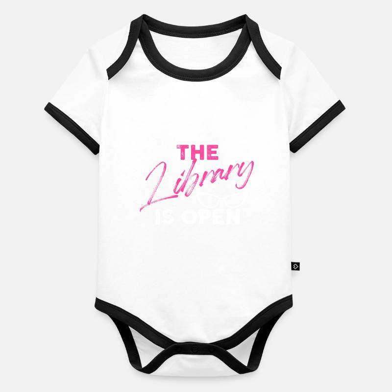 The library is open Baby Bio-Kurzarm-Kontrastbody