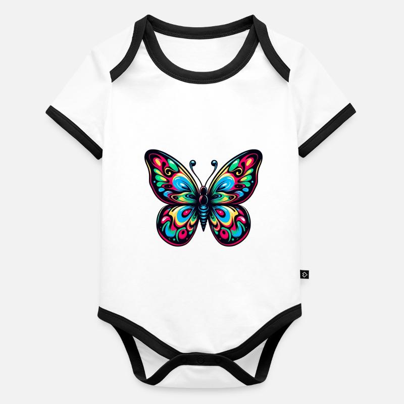 Papillon coloré Body Bébé bio contrasté manches courtes