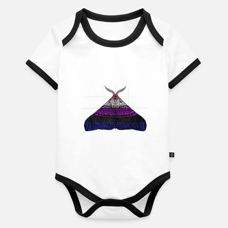 Fierté genderfluid Moth Motif A Body Bébé bio contrasté manches courtes