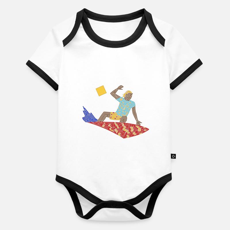 Surfer-Labyrinth - Baby Bio-Kurzarm-Kontrastbody -