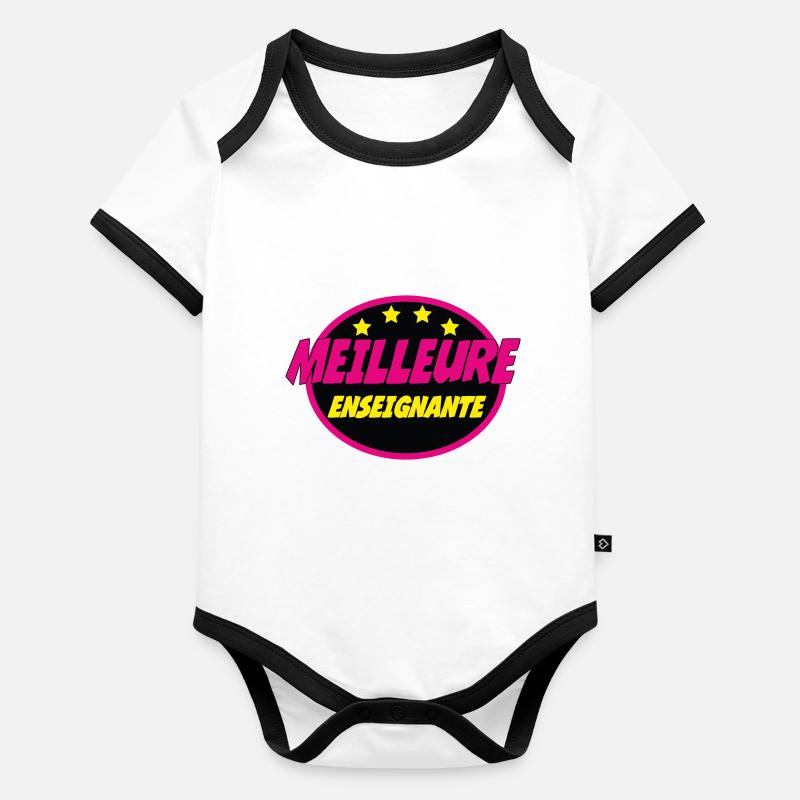 MEILLEURE ENSEIGNANTE Body Bébé bio contrasté manches courtes