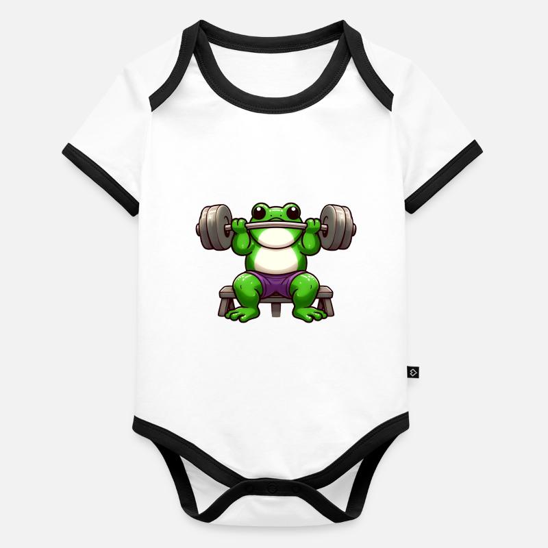 Grenouille Bodybuilder Incroyable Body Bébé bio contrasté manches courtes