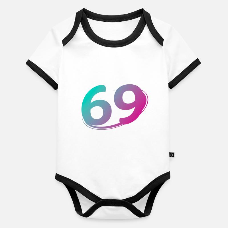 Number 69 multicolor Organic Baby Contrasting Bodysuit