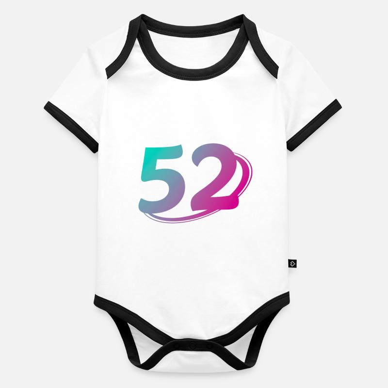 Number 52 multicolor Organic Baby Contrasting Bodysuit