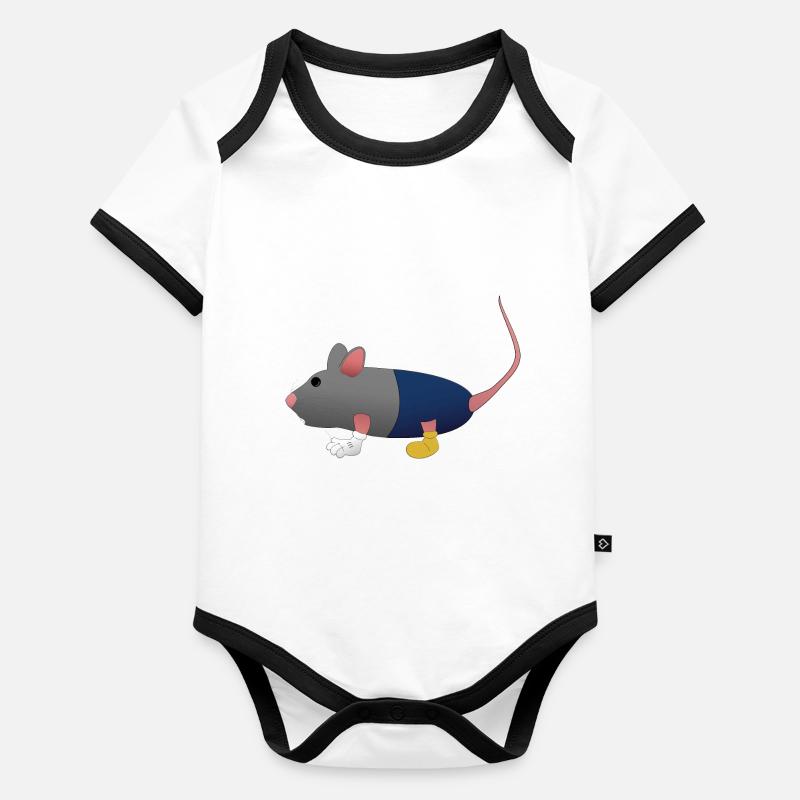 Cute cartoon mouse Organic Baby Contrasting Bodysuit