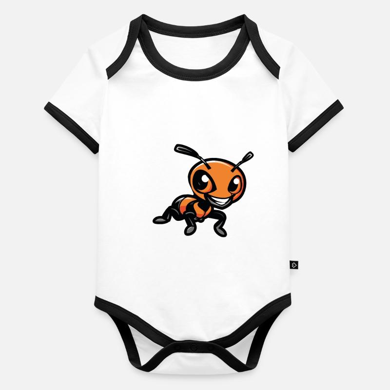 fourmi Body Bébé bio contrasté manches courtes