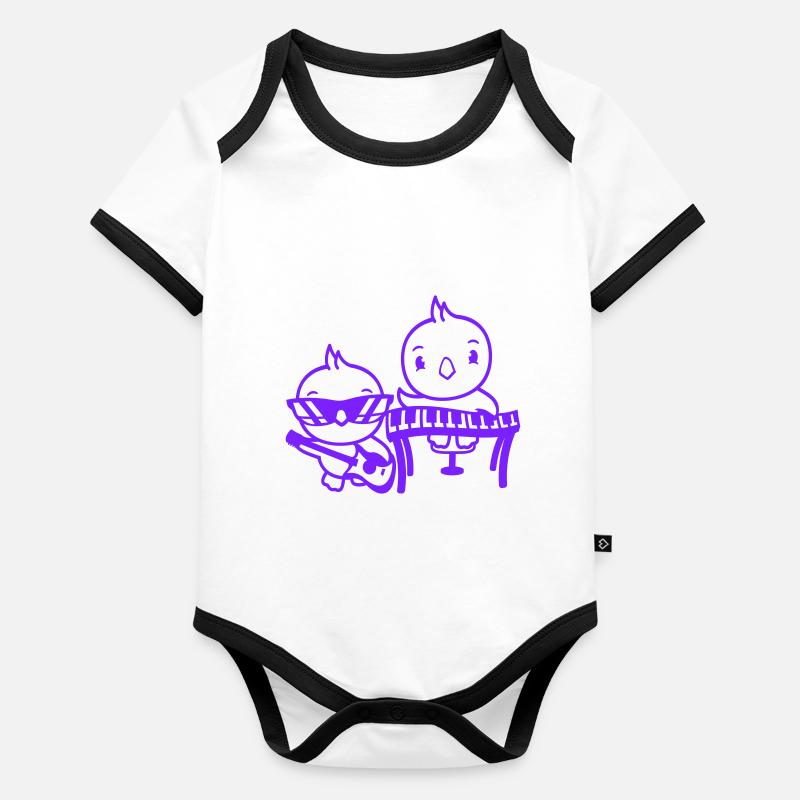 2 Chicks Birds Ducks Ribbon Cute Two Friends Team Organic Baby Contrasting Bodysuit
