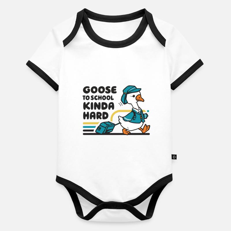 Goes To School Kinda Hard Organic Baby Contrasting Bodysuit