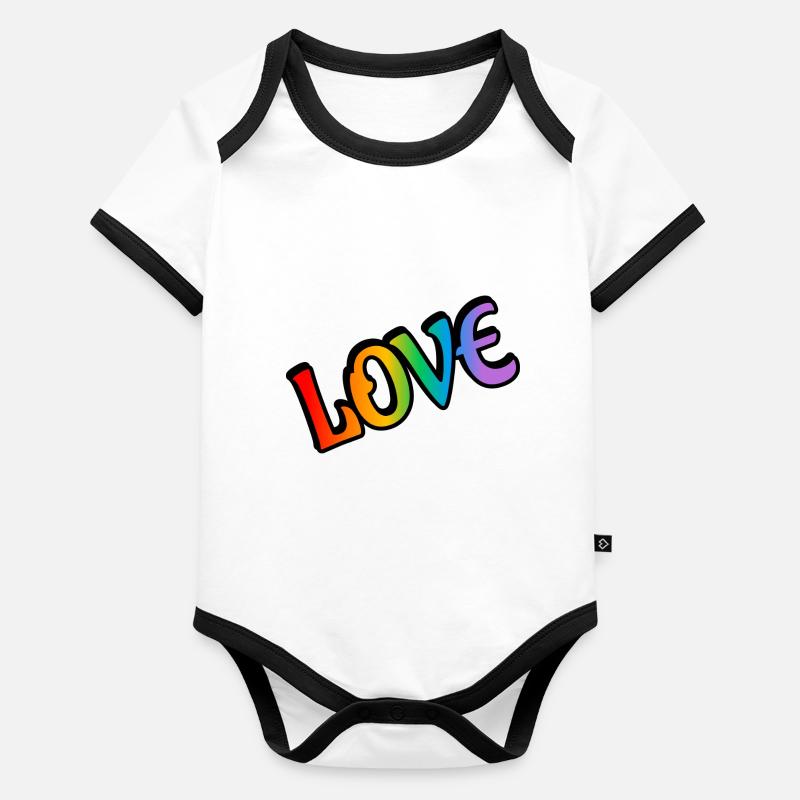 Retro Rainbow Love Organic Baby Contrasting Bodysuit