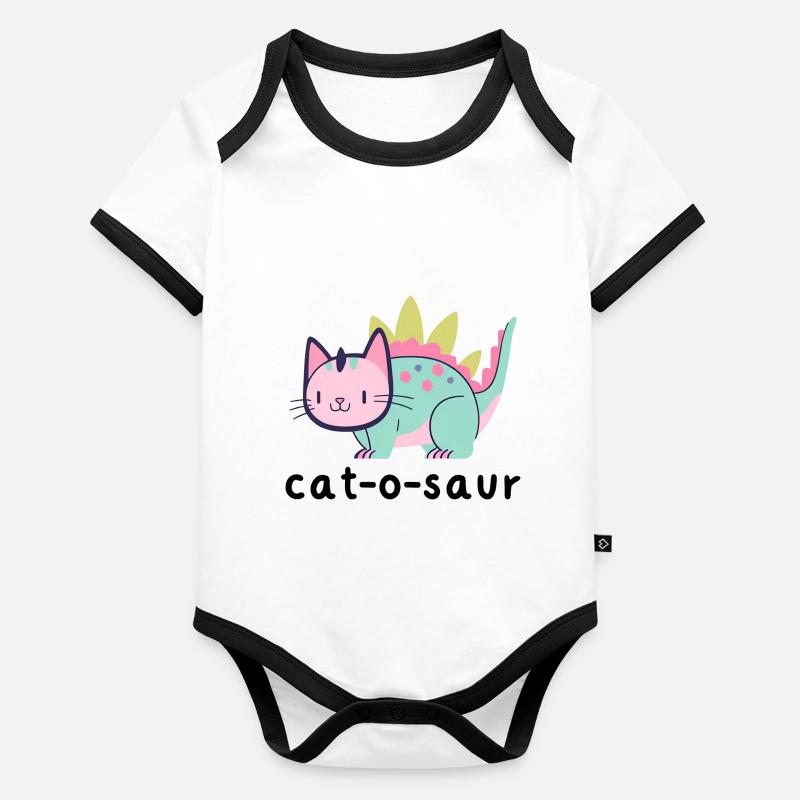 Chat-O-Saur Body Bébé bio contrasté manches courtes