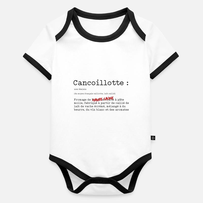 Cancoillotte noire Body Bébé bio contrasté manches courtes